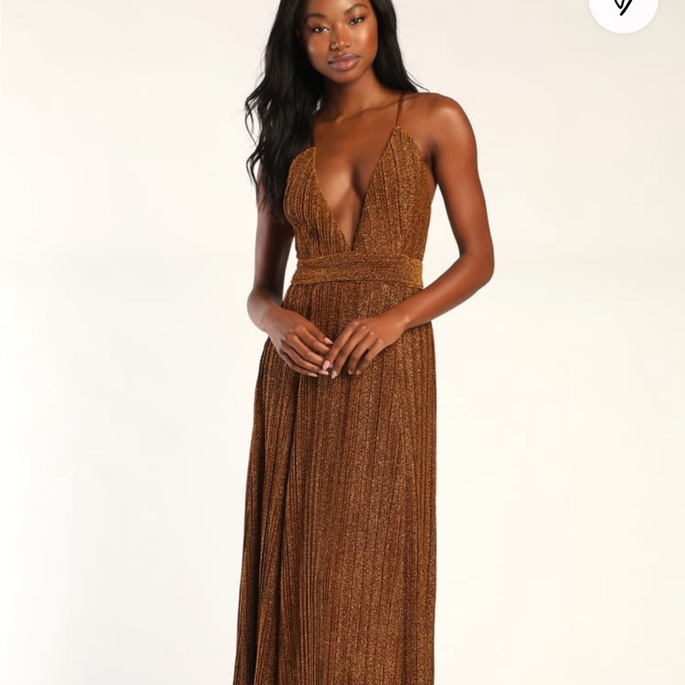 Prom or wedding guest Gold Shimmer Dress